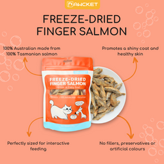 PAWCKET Freeze Dried Raw Finger Salmon Dog Cat Treats 50g