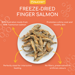 PAWCKET Freeze Dried Raw Finger Salmon Dog Cat Treats 50g