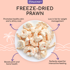 PAWCKET Freeze Dried Raw Prawn Dog Cat Treats 25g