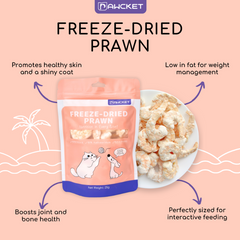 PAWCKET Freeze Dried Raw Prawn Dog Cat Treats 25g