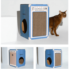 PAWZCITY Vintage Speaker Cat Scratching House - Blue
