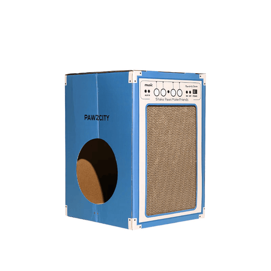 PAWZCITY Vintage Speaker Cat Scratching House - Blue