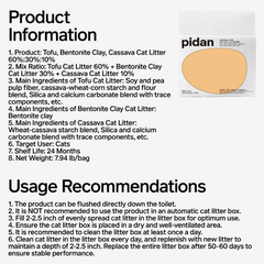 Pidan Composite Original Tofu + Bentonite + Cassava Clumping Cat Litter 7L/3.6kg New