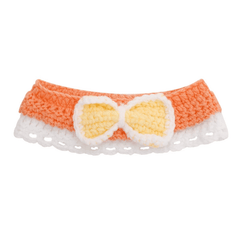 Pikapet Handcrafted Knitted Cat Collar – White & Yellow Bow