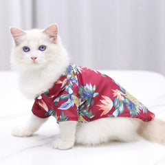 Pikapet Pet Hawaii Beach Shirt Claret