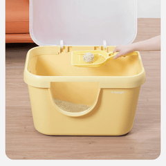 Mango Extra Size High Edge Ultra-light Weight Cat Litter Box with Lid