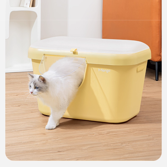 Mango Extra Size High Edge Ultra-light Weight Cat Litter Box with Lid
