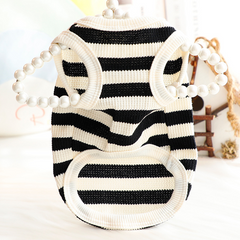 Pikapet Summer Striped Top for Dogs Cats - Black