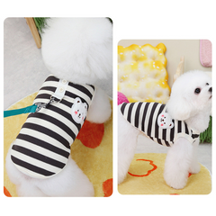 Pikapet Summer Striped Top for Dogs Cats - Black