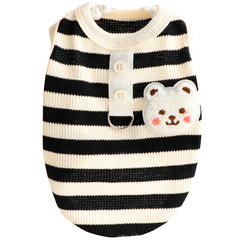 Pikapet Summer Striped Top for Dogs Cats - Black