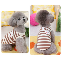 Pikapet Summer Striped Top for Dogs Cats - Brown