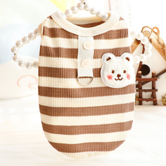 Pikapet Summer Striped Top for Dogs Cats - Brown