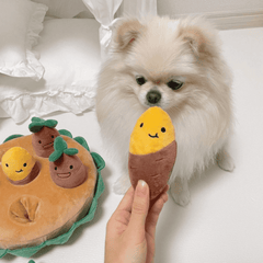 Pikapet Treat-Hiding Snuffle Sweet Potato Squeezing Dog Toy