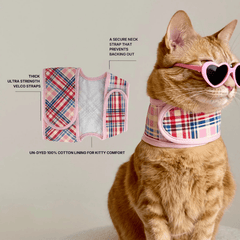Princess Honeybelle X Catventure - Escape Proof Cat Harness - Pink Tartan