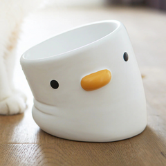 PURROOM Elevated Chick Ceramic Pet Bowl - Tilted