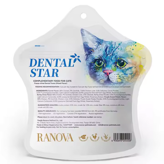 RANOVA Dental Star Freeze Dried Cat Teeth Cleaning Treats 36g