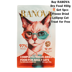 RANOVA Freeze Dried Adult Cat Food Chicken and Salmon Recipe 450g