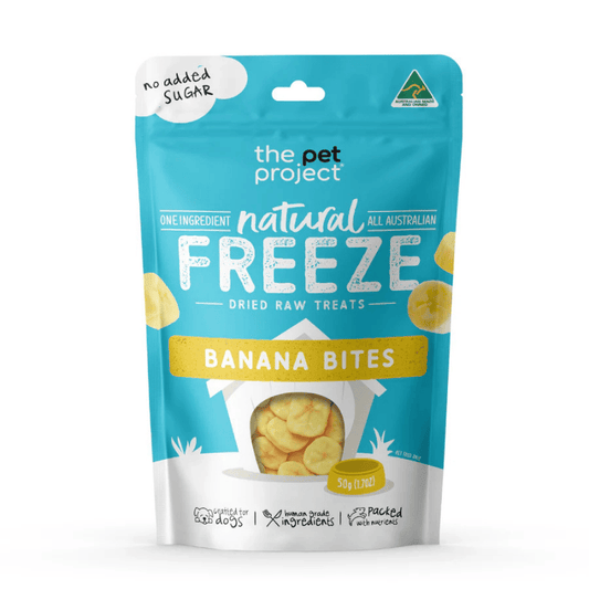 The Pet Project Freeze Dried Raw Dog Treats Banana Bites 50g