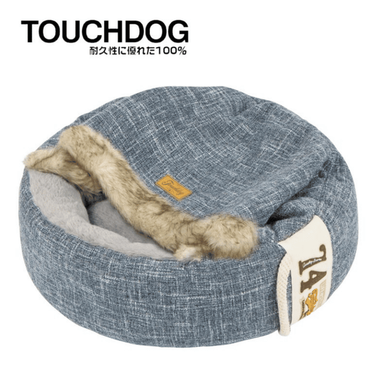 Touchdog Double Donut Premium Designer Dog Bed – Blue Grey