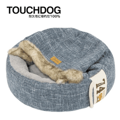 Touchdog Double Donut Premium Designer Dog Bed – Blue Grey