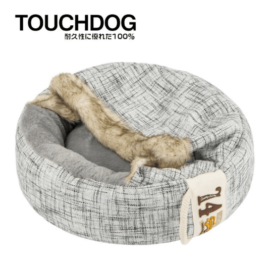 Touchdog Double Donut Premium Designer Dog Bed – Light Grey