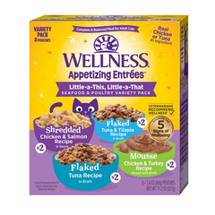 Wellness Core Appetizing Entrees Seafood & Poultry Wet Cat Food Pouch Variety Pack 40gx8PK