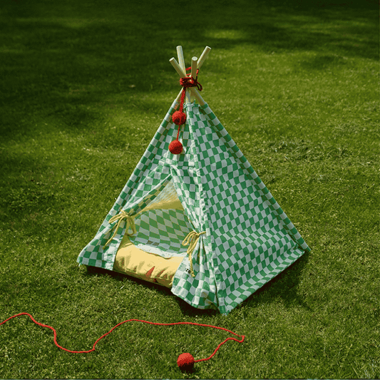 ZEZE Pet Tent Green Plaid