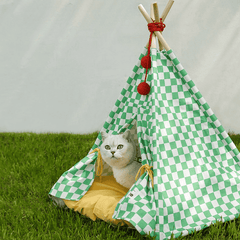 ZEZE Pet Tent Green Plaid