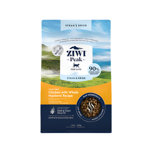 Ziwi Peak Steam Dried Dry Cat Food Chicken with Whole Mackerel Recipe