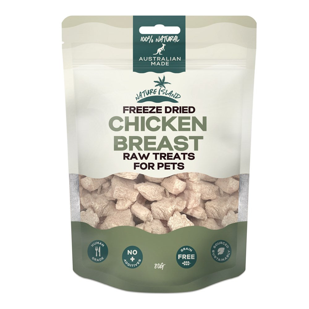 Nature Island Freeze Dried Chicken Breast Raw treats 80g for Pets