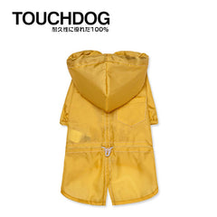 Touchdog Split-Vent Designer Waterproof Dog Raincoat Yellow