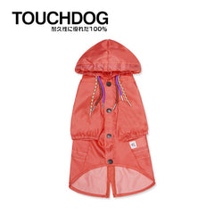 Touchdog Split-Vent Designer Waterproof Dog Raincoat Pink