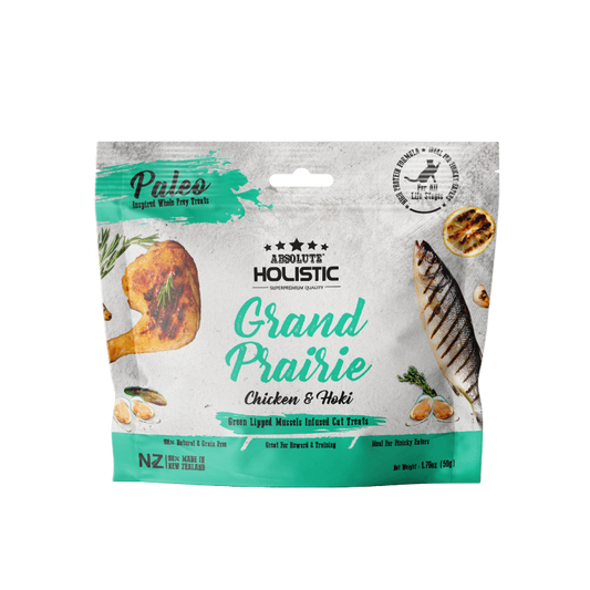 Absolute Holistic Air Dried Cat Treats Grand Prairie Chicken and Hoki 50g
