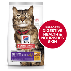 Hills Science Diet Adult Sensitive Stomach And Skin Dry Cat Food 3.17kg