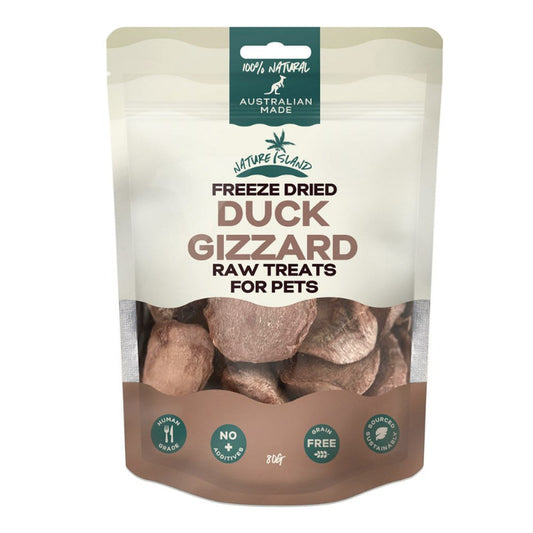 Nature Island Freeze Dried Duck Gizzard Raw Treats 80g for Pets