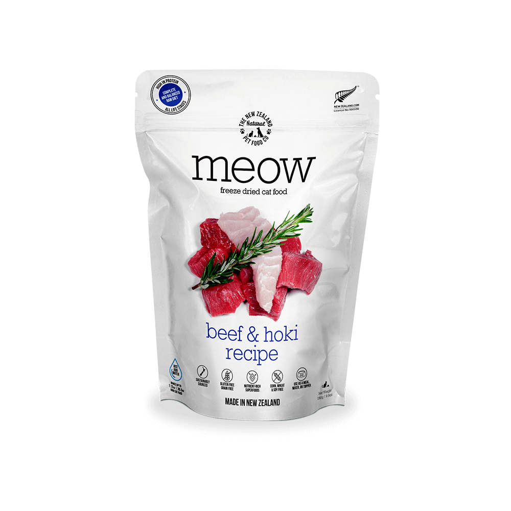 THE NEW ZEALAND NATURAL Meow Beef and Hoki Freeze Dried Cat Food