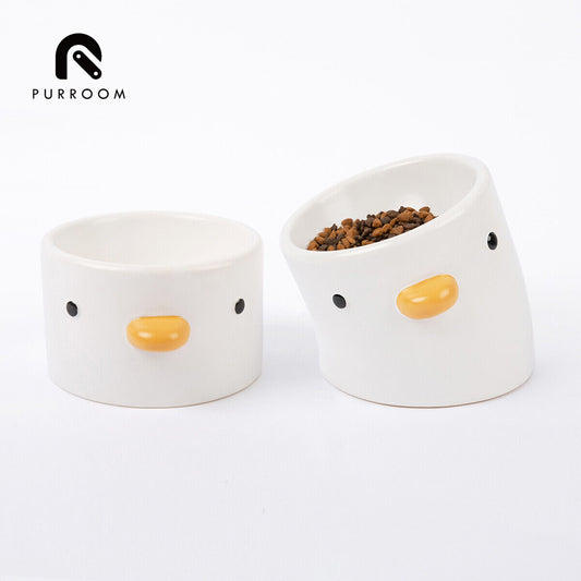 PURROOM Tilted / Straight Chick Ceramic Pet Bowl